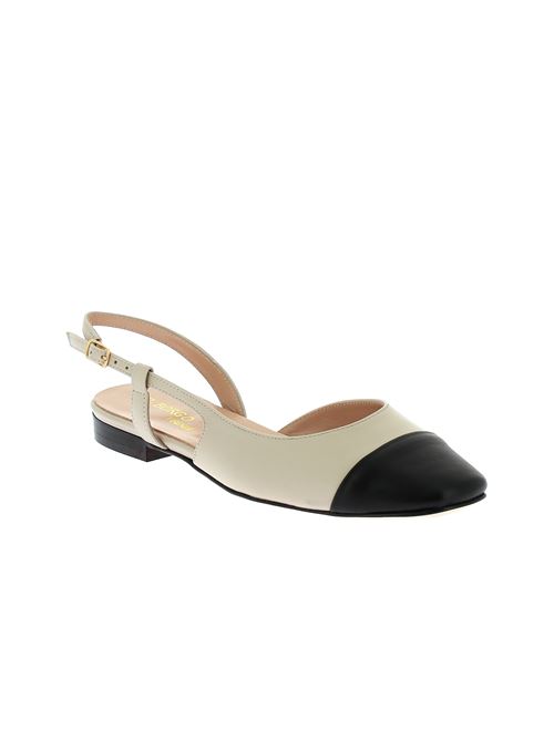 ballerina da donna in pelle beige e nera IL BORGO FIRENZE | B3600X